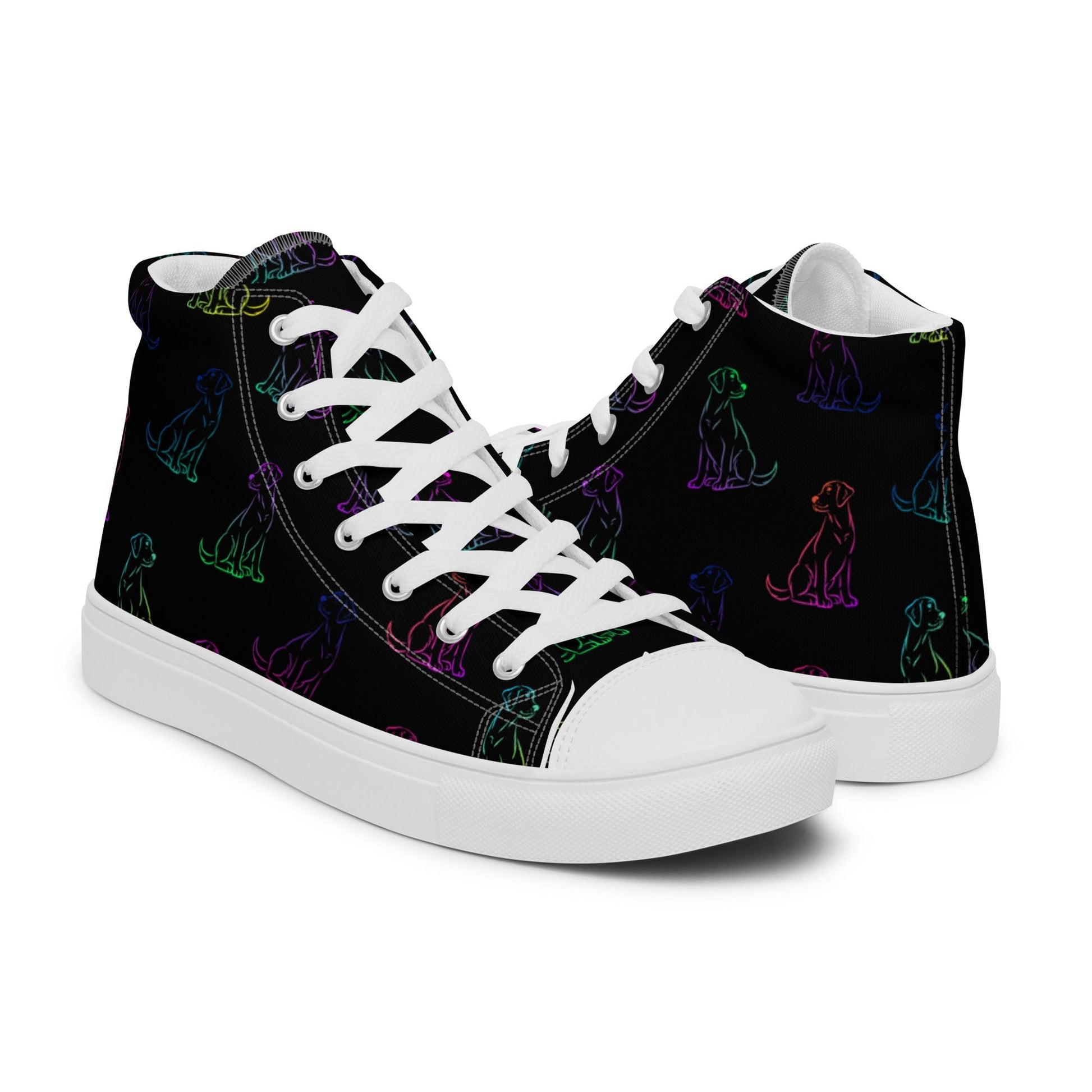 Women’s Black Rainbow Dog Sneakers - DoggyLoveandMore