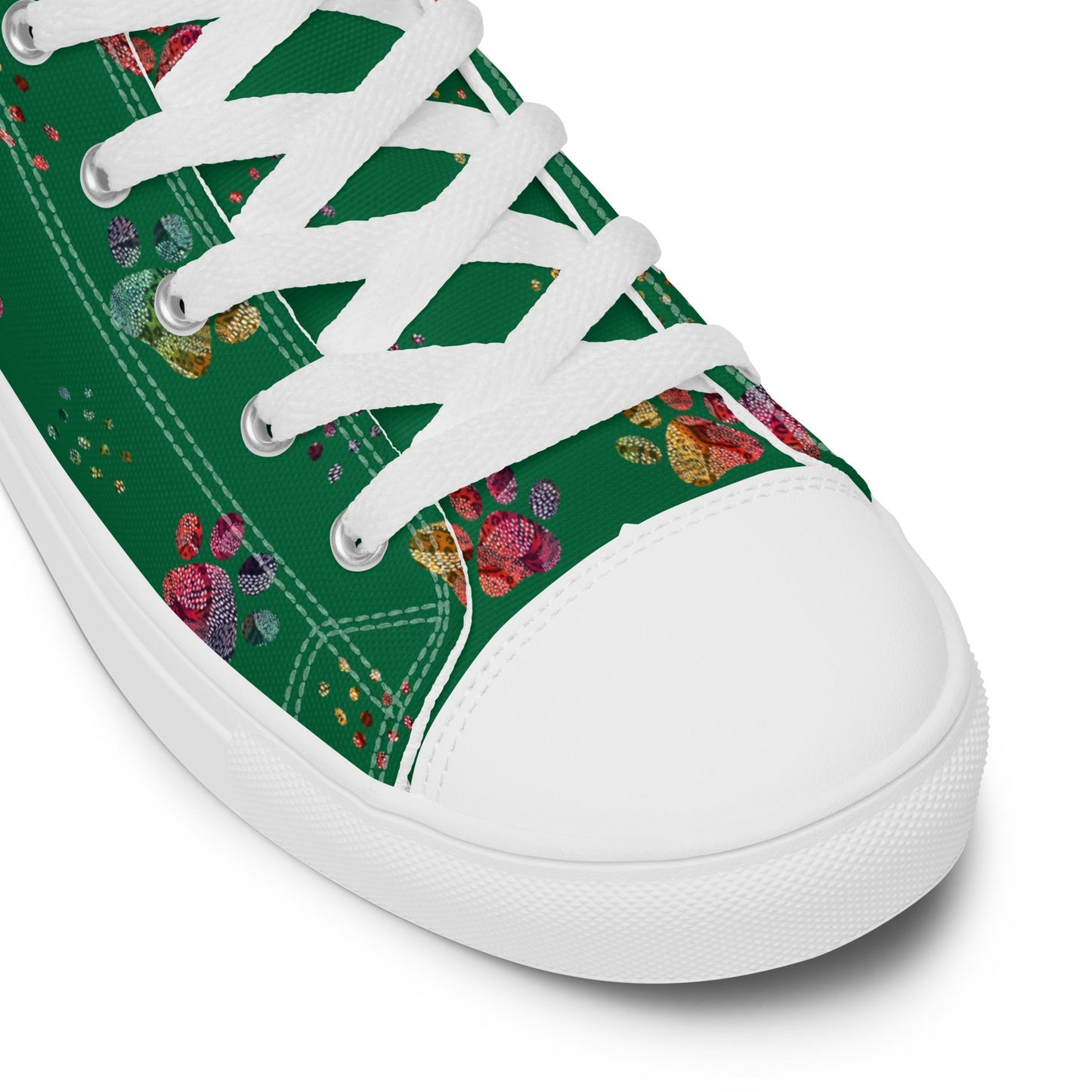 Women's Dark Green Paw Prints Sneakers - DoggyLoveandMore