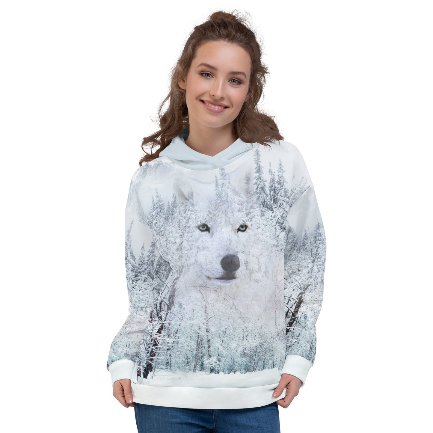 Women's White Wolf Hoodie - DoggyLoveandMore