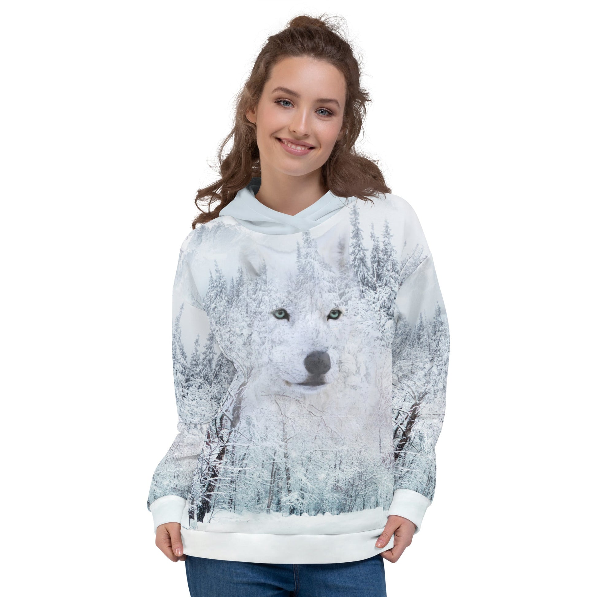 Women's White Wolf Hoodie | Wolf Lover | Doggy Love More – DoggyLoveandMore