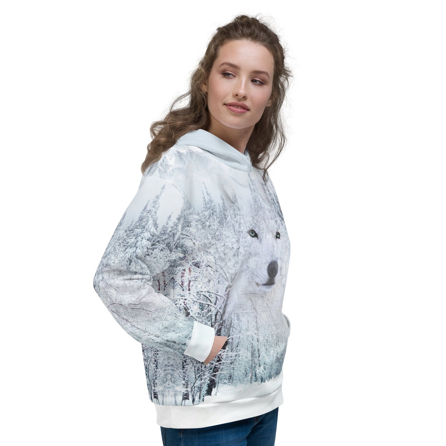 Women's White Wolf Hoodie - DoggyLoveandMore