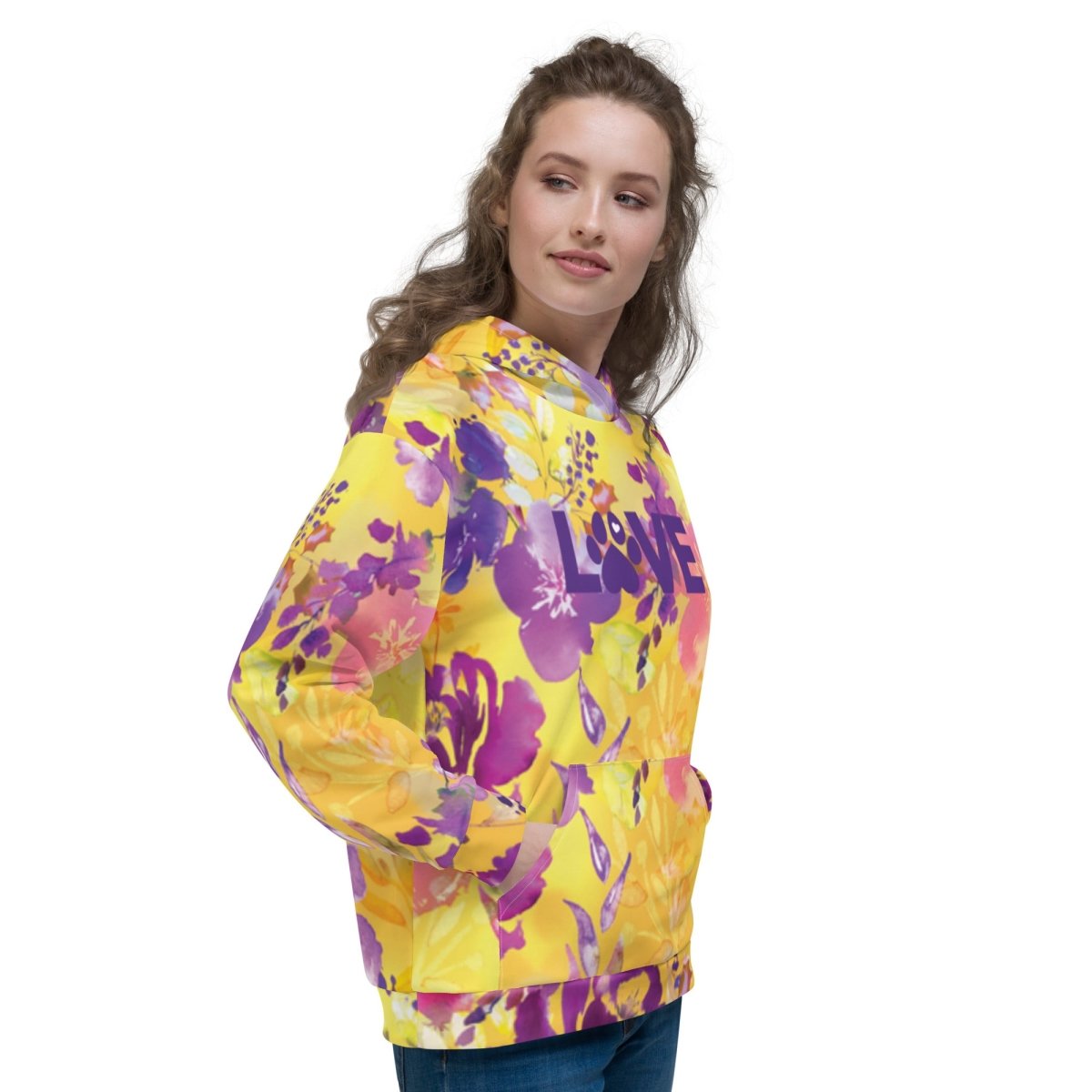 Yellow Floral Dog Mom Hoodie - DoggyLoveandMore