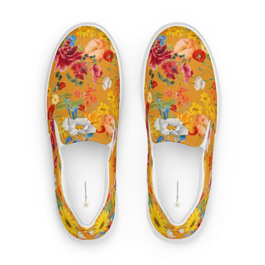 Yellow Floral Women’s Slip-On Shoes - DoggyLoveandMore